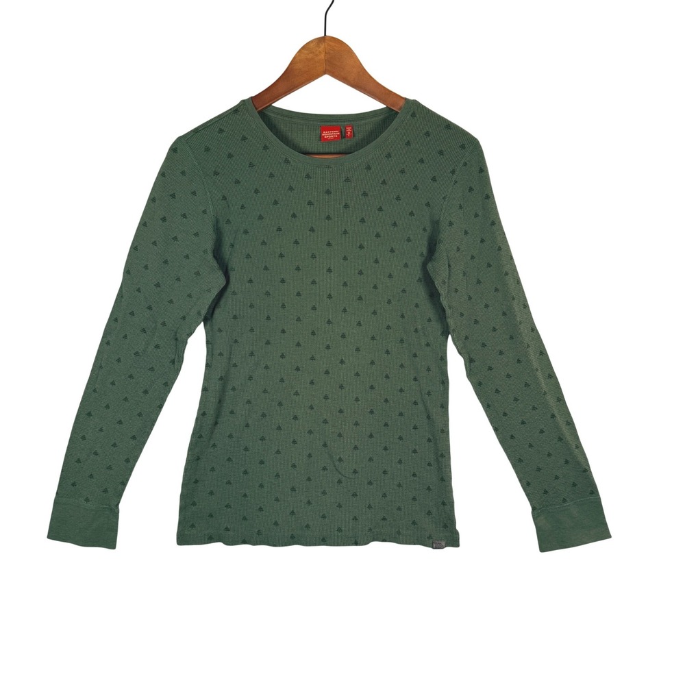 Eastern Mountain Sports Womens Green Pine Tree Waffle Knit Thermal Top Large L